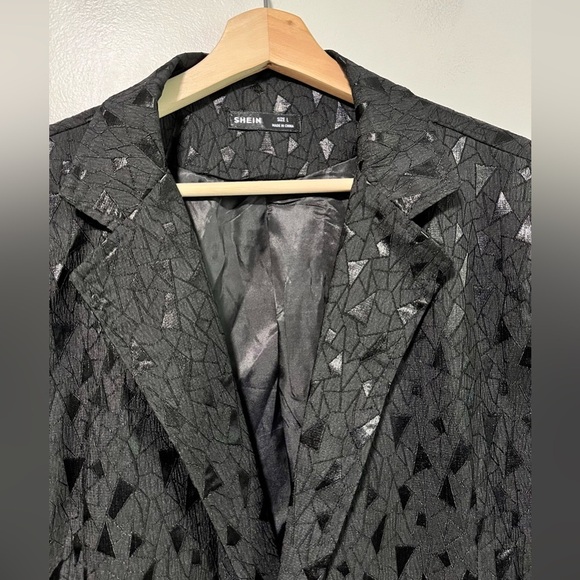 Shein Women’s Black Geometric Print Blazer Size Large - Picture 5 of 7